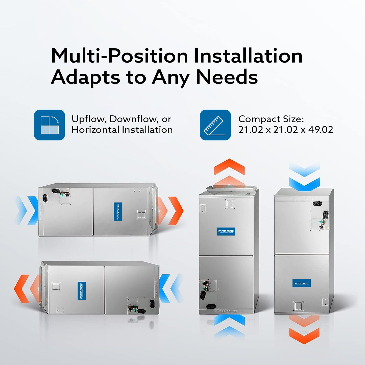 MRCOOL® 2nd Gen 30,000 BTU (2.5 TON) R454B Hyper Heat Multi-Position Central Ducted Air Handler Mini Split Complete System (Choose your Installation Kit) - MVP-30-HP-MUAH-230A00-O + CENTRAL-30-HP-C-230B00-O