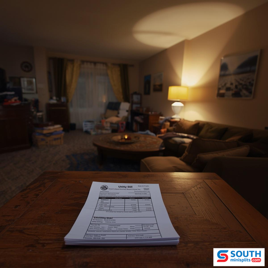 Room with ac and on the table is utility bill