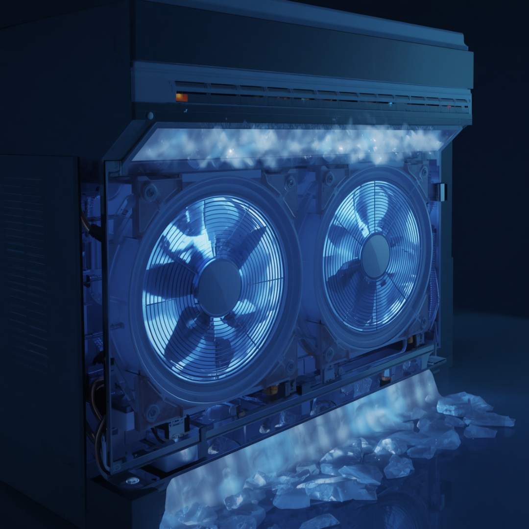 internal parts of aircon Freezing 