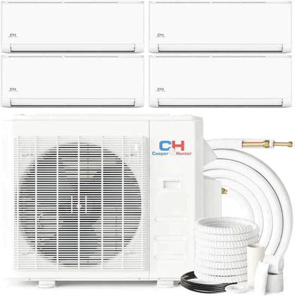 4 Zone 36K BTU Olivia Series Wall Mount Ductless Mini Split A/C and Heat Pump 9k+9k+9k+18k with 25ft Installation Kits, 23.9 SEER 3 Ton Quad Zone Multi Zone System with Wi-Fi Adapter Included - South Mini Splits