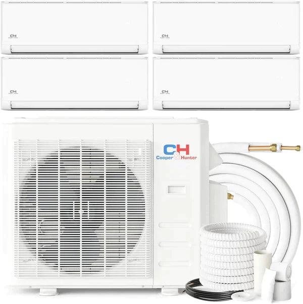 4 Zone 36K BTU Olivia Series Wall Mount Ductless Mini Split A/C and Heat Pump 9k+9k+12k+18k with 25ft Installation Kits, 23.9 SEER 3 Ton Quad Zone Multi Zone System with Wi-Fi Adapter Included - South Mini Splits