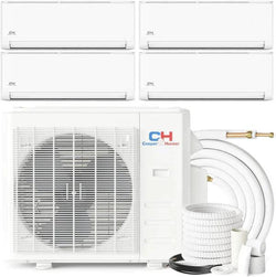 4 Zone Cooper & Hunter Olivia Series Ductless Mini Splits 9k+9k+12k+12k BTU Wall Mounts and 22.5 SEER 36K BTU 208-230V 3 Ton Quad Zone AC System with 25ft Installation Kits + Wi-Fi Adapter - South Mini Splits