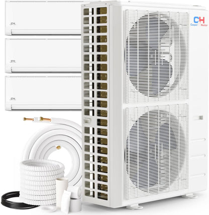 Cooper&amp;Hunter Olivia 3-Zone Ductless Mini Split AC &amp; Heat Pump 55000 BTU (9K+12K+18K), Wall Mount Units, 230V - R410A