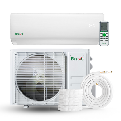 Bravo Single Zone Wall Mount, 2 Ton Air Conditioner and Heat Pump, 24,000 BTU Wall Mount Ductless Mini Split, 17 SEER Inverter System, 230V/60HZ, Single Head, Smart app and Installation Kit with 13FT Communication Wires Included - South Mini Splits