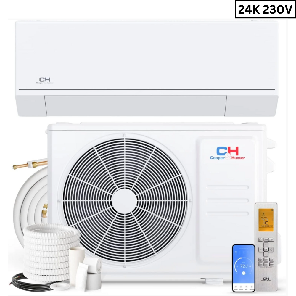 Cooper & Hunter, Astoria Series, R410A, 24,000 BTU/h, 208-230V, 2 Ton, 22 SEER Ductless Mini Split AC/Heater With WIFI and Optional Installation Kit CH-24MASTWM-230VI + CH-ES24-230VO