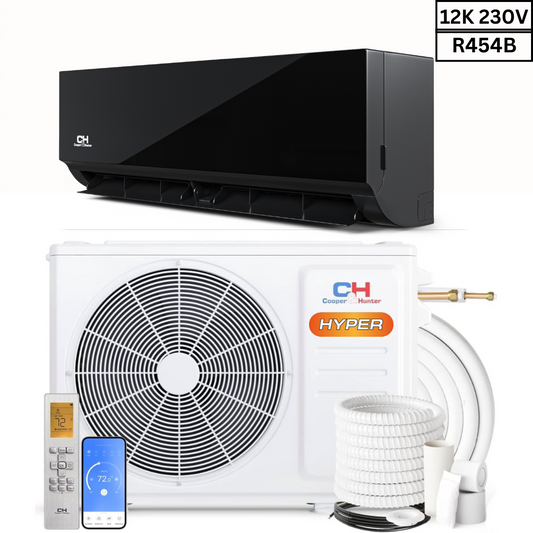 Cooper & Hunter Olivia Midnight Hyper Series, 1 Ton, R454B, 12,000 BTU Ductless Mini Split AC/Heater, 24.0 SEER Inverter, 230V/60HZ, Wall Mount, Heat Pump, Wi-Fi, Optional Install Kit CH-RB12MOLVWM-230VI + CH-RMP12-230VO