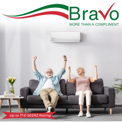 Bravo Single Zone Wall Mount, 2 Ton Air Conditioner and Heat Pump, 24,000 BTU Wall Mount Ductless Mini Split, 17 SEER Inverter System, 230V/60HZ, Single Head, Smart app and Installation Kit with 13FT Communication Wires Included - South Mini Splits