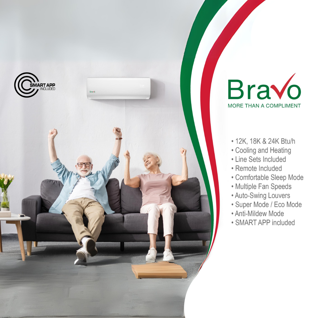 Bravo Single Zone Wall Mount, 2 Ton Air Conditioner and Heat Pump, 24,000 BTU Wall Mount Ductless Mini Split, 17 SEER Inverter System, 230V/60HZ, Single Head, Smart app and Installation Kit with 13FT Communication Wires Included - South Mini Splits