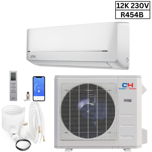 Cooper & Hunter MIA Series 1 Ton Air Conditioner and Heat Pump R454B 12000 BTU Wall Mount Ductless Mini Split 21.4 SEER Inverter System 230V Single Head Includes Wi-Fi 16ft Installation Kit CH-RLS12MIA-230VI + CH-RLS12MIA-230V0 Waitlisted