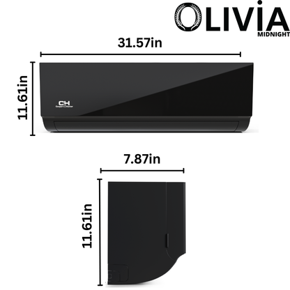 Cooper&Hunter Multi-Zone 12,000 BTU 230V Olivia Midnight Series Black Indoor Wall-Mount Air Conditioning Unit for Heat Pump, Mini Split Inverter System Up to 26.4 SEER2 with Wi-Fi, Optional Installation Kit - CH-B12MOLVWM-230VI - South Mini Splits