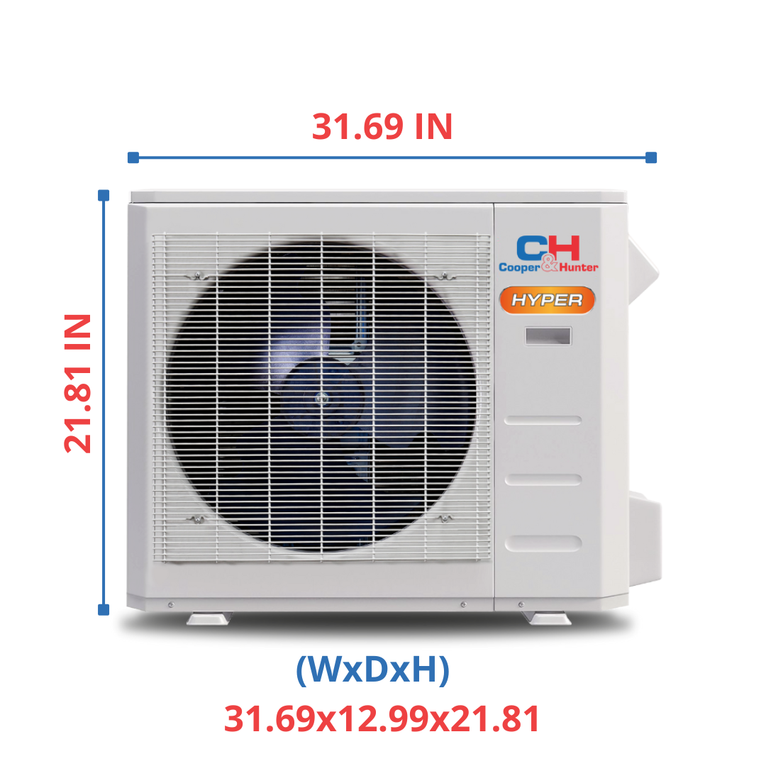 Cooper&Hunter Four Way Ceiling Cassette HYPER, R410A, 12,000 BTU 230V 20 SEER High Capacity Ductless Mini Split Air Conditioner, Heat Pump 1 TON + Installation Kit Option. CH-12MSPHCT-230VI + CH-HPR12-230VO