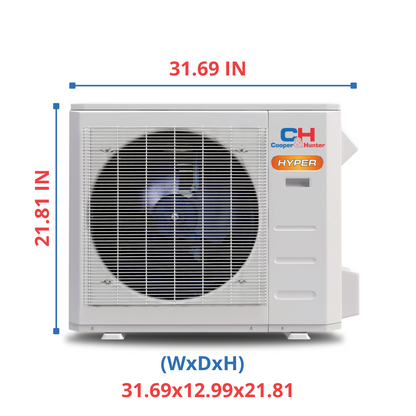 Cooper&Hunter Four Way Ceiling Cassette HYPER, R410A, 12,000 BTU 230V 20 SEER High Capacity Ductless Mini Split Air Conditioner, Heat Pump 1 TON + Installation Kit Option. CH-12MSPHCT-230VI + CH-HPR12-230VO