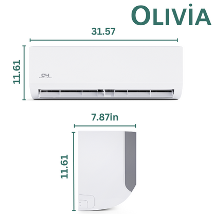 Cooper & Hunter, Olivia Series, R410A, 12,000 BTU/h, 115V/60HZ, 1 Ton, 22.7 SEER, Ductless Mini Split Wall Mount AC/Heater With WIFI and Optional Installation Kit. SKU CH-12OLVWM-115VI + CH-ES12-115VO