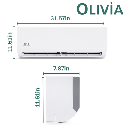 Cooper & Hunter Olivia Series, R410A, 1 Ton Single Zone Air Conditioner and Heat Pump, 12,000 BTU/h Ductless Mini Split Wall Mount, 23.1 SEER Inverter System, 208-230V/60HZ, Single Head, with Wi-Fi and Optional Installation Kit