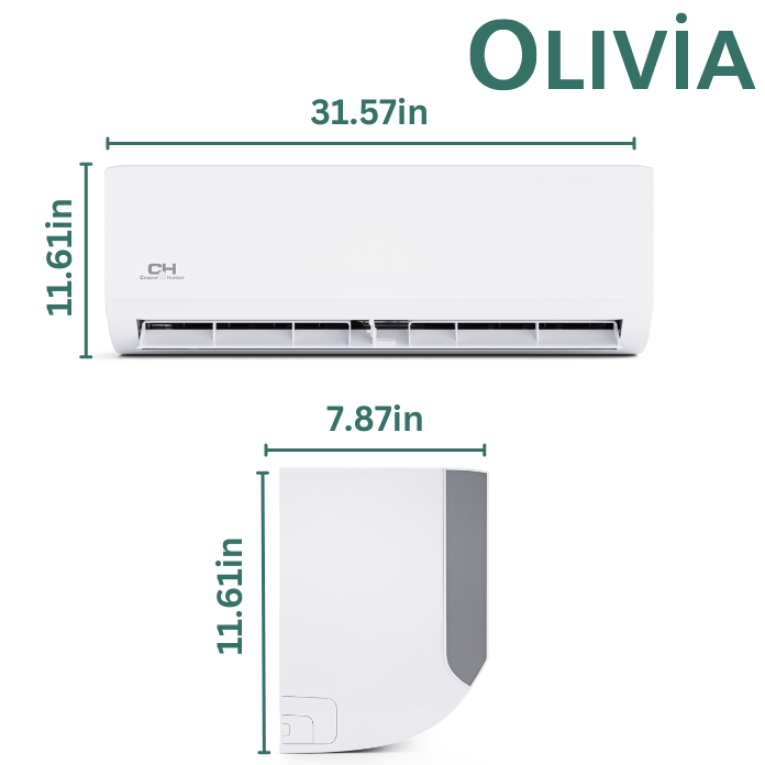 Cooper & Hunter, High Efficiency Olivia Hyper Series, R410A, 12,000 BTU/h, 1 Ton, 230V/60HZ, 23.1 SEER, Ductless Mini Split Wall Mount AC/Heater With WIFI and Optional Installation Kit - South Mini Splits