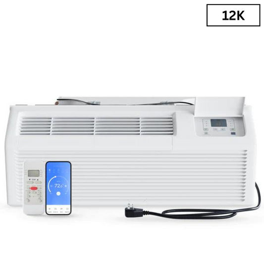 Cooper & Hunter 12,000 BTU Smart PTAC Packaged Terminal Air Conditioner 230V, Through The Wall System With Heat Pump - PTHP Heating And Cooling With Electric Cord and Remote Control CH-PTW-12HPGF