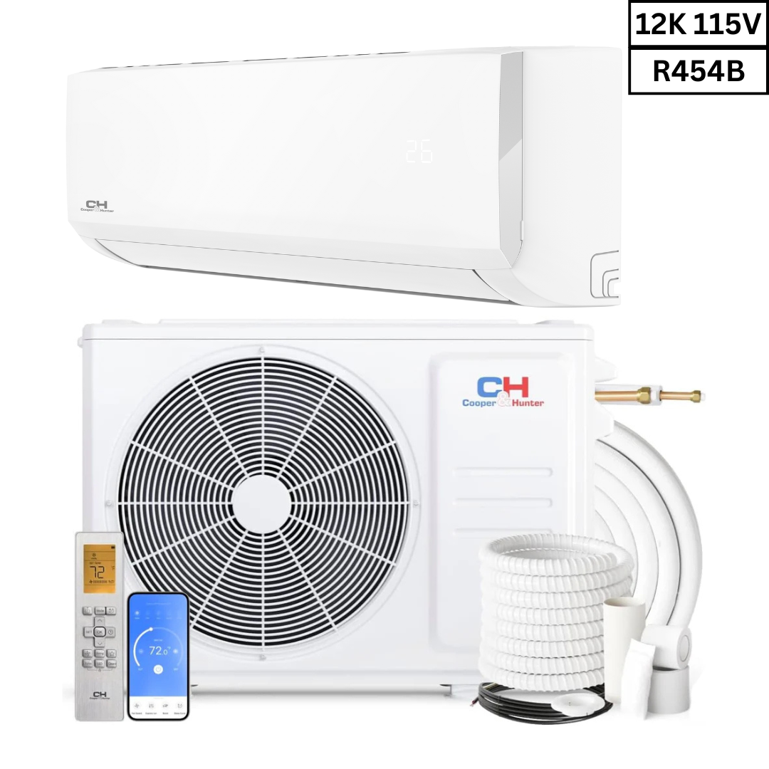 Cooper&Hunter Olivia Series R454B 12000 BTU/h 115V/60HZ 1 Ton 23.2 SEER Ductless Mini Split Wall Mount AC/Heater With WIFI Optional Installation Kit CH-R12OLVWM-115VI + CH-RES12-115VO - South Mini Splits