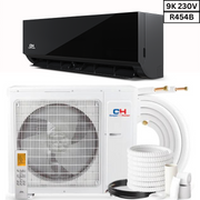 Cooper & Hunter Olivia Series Midnight Edition 0.75 Ton Single Zone AC & Heat Pump 9000 BTU Ductless Mini Split Black Mirror Panel R454B 24.6 SEER Inverter 230V Single Head Wi-Fi Optional Install Kit CH-RB09MOLVWM-230VI + CH-RES09-230VO - South Mini Splits