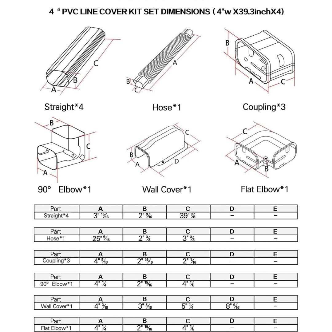 16.5FT Brown PVC Decorative Line Set Cover Kit for Ductless Mini Split Air Conditioners, Heat Pumps, and Inverters systems. - South Mini Splits