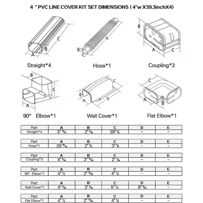 16.5FT Brown PVC Decorative Line Set Cover Kit for Ductless Mini Split Air Conditioners, Heat Pumps, and Inverters systems.