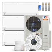 Cooper&Hunter Hyper Heat Olivia Series 3-Zone Ductless Mini Split AC & Heat Pump -- 48000 BTU (4.0 Ton) Without Shut-off Valves, Wall Mount Units (12K+18K+30K) BTU, Inverter Technology, 230V, Heating & Cooling