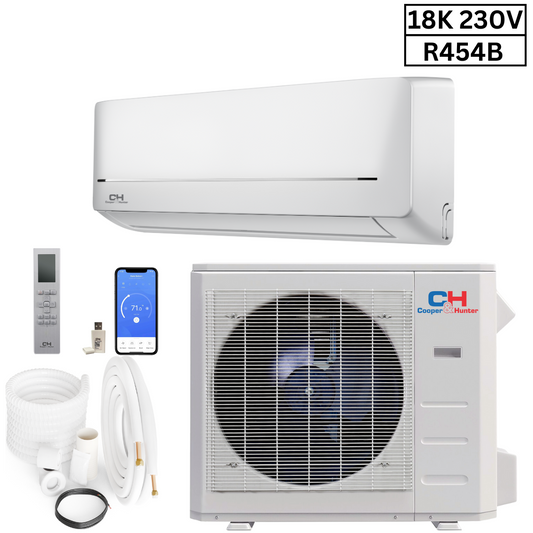 Cooper & Hunter MIA Series 1.5 Ton Air Conditioner and Heat Pump R454B 18000 BTU Wall Mount Ductless Mini Split 19 SEER Inverter 230V Single Head Wi-Fi 16ft Kit CH-RLS18MIA-230VI + CH-RLS18MIA-230VO Waitlisted