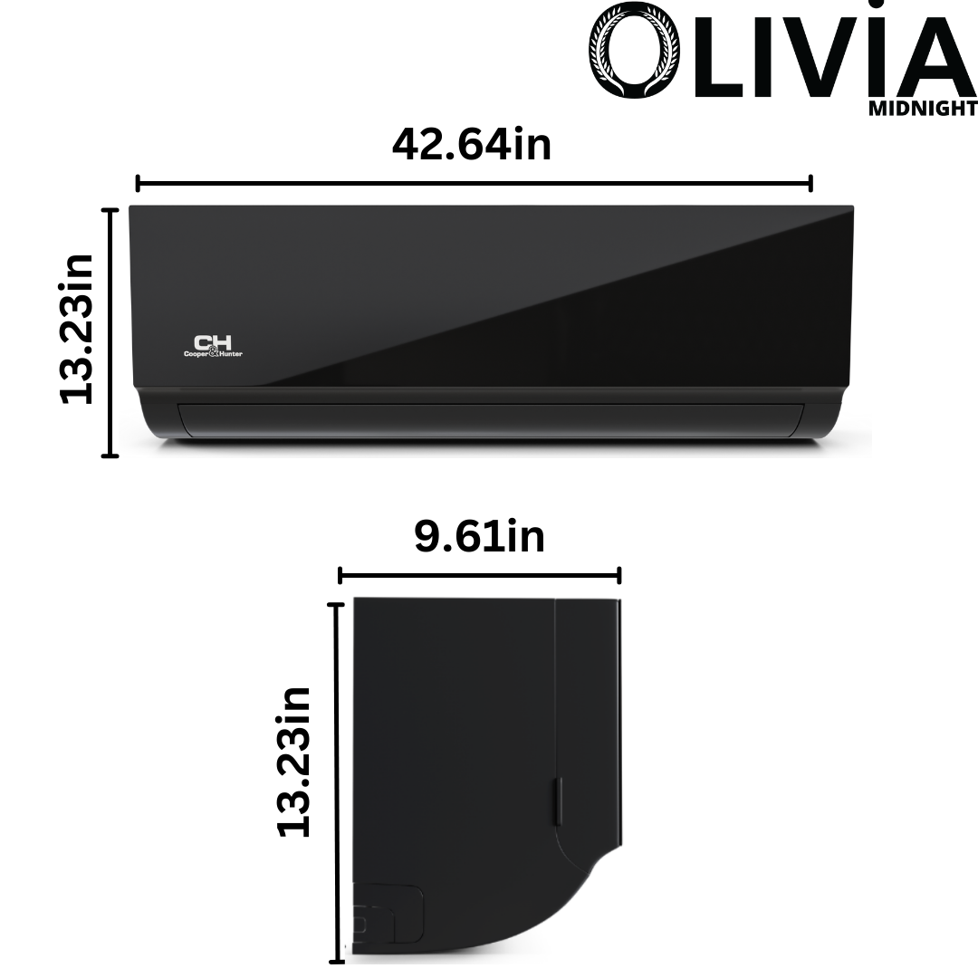 Cooper&Hunter Multi-Zone 18,000 BTU 230V Olivia Midnight Series Black Indoor Wall-Mount Air Conditioning Unit for Heat Pump, Mini Split Inverter System Up to 26.4 SEER2 with Wi-Fi, Optional Installation Kit - CH-B18MOLVWM-230VI - South Mini Splits