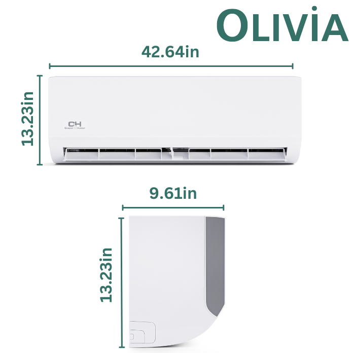Cooper & Hunter Olivia Series, R410A, 1.5 Ton Single Zone Air Conditioner and Heat Pump, 18,000 BTU/h Ductless Mini Split Wall Mount, 24 SEER Inverter System, 208-230V/60HZ, Single Head, with Wi-Fi and Optional Installation Kit - South Mini Splits