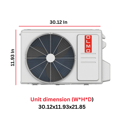 OLMO R410A, 18000 BTU, 230V 1.5 Ton 16.8 SEER Mini Split Ductless Air Conditioner Heat Pump, Alpic Eco Series + Installation Kit Option. SKU S-EL18ALP230VI + OS-EL18ALP230VO