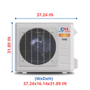 Cooper&Hunter High Efficiency Hyper Heat Multi-Zone R454B, 36,000 BTU (3 Ton) 230V Outdoor Condenser Air Conditioner, Heat Pump, Mini Split Inverter System Up To 23 SEER2 (2-5 Zones) without shut-off valves CH-RHP36M-230VO