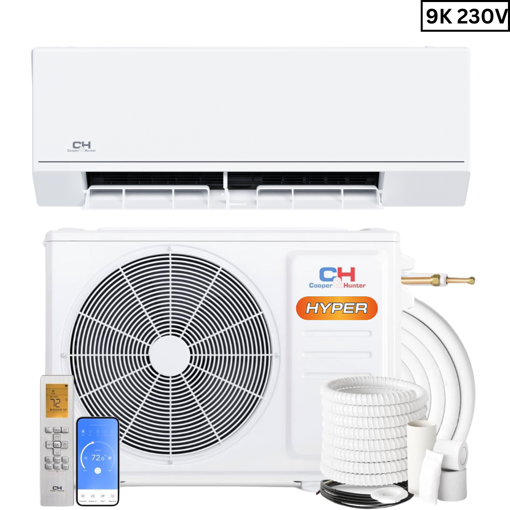 Cooper & Hunter Astoria High Efficiency Hyper Series, R410A, 0.75 Ton Single Zone Air Conditioner and Heat Pump, 9,000 BTU/h Ductless Mini Split, 28.1 SEER Inverter System, 208-230V/60HZ, Single Head, with Wi-Fi and Optional Installation Kit