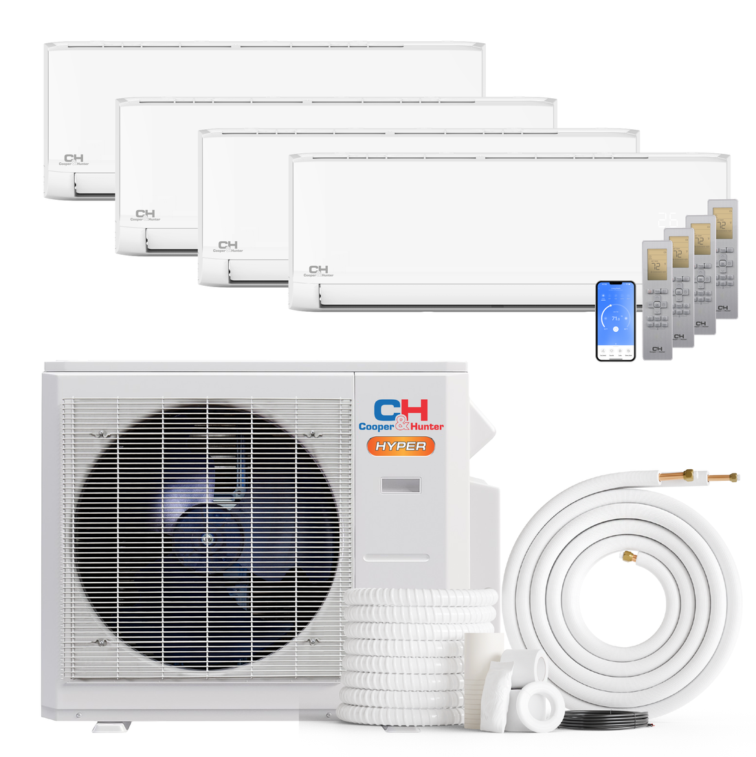 Cooper&Hunter | Cooper&Hunter Hyper Heat Olivia Series 4-Zone Ductless Mini Split AC & Heat Pump -- 28000 BTU (2.3 Ton) Without Shut-off Valves, Wall Mount Units (6K+6K+6K+6K) BTU, Inverter Technology, 230V, Heating & Cooling | 
  :root{
    --hvx-golden:#0EA5A6;
    --hvx-slate:#0F172A;
    --hvx-ivory:#F8FAFC;
    --hvx-bord