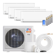HVACSupplies.com | Cooper&Hunter Hyper Heat Olivia Series 4-Zone Ductless Mini Split AC & Heat Pump -- 28000 BTU (2.3 Ton) Without Shut-off Valves, Wall Mount Units (6K+6K+9K+18K) BTU, Inverter Technology, 230V, Heating & Cooling 