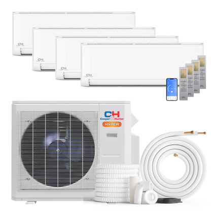 Cooper&amp;Hunter | Cooper&amp;Hunter Hyper Heat Olivia Series 4-Zone Ductless Mini Split AC &amp; Heat Pump -- 28000 BTU (2.3 Ton) Without Shut-off Valves, Wall Mount Units (6K+9K+12K+12K) BTU, Inverter Technology, 230V, Heating &amp; Cooling | 
  :root{
    --hvx-golden:#0EA5A6;
    --hvx-slate:#0F172A;
    --hvx-ivory:#F8FAFC;
    --hvx-bord
