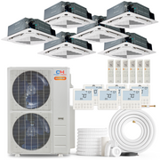 HVACSupplies.com | Cooper&Hunter Hyper Heat 6-Zone Ductless Mini Split AC & Heat Pump -- 48000 BTU (4.0 Ton) Without Shut-off Valves, 4-Way Ceiling Cassette Units (9K+9K+9K+9K+9K+12K) BTU, Inverter Technology, 230V, Heating & Cooling 