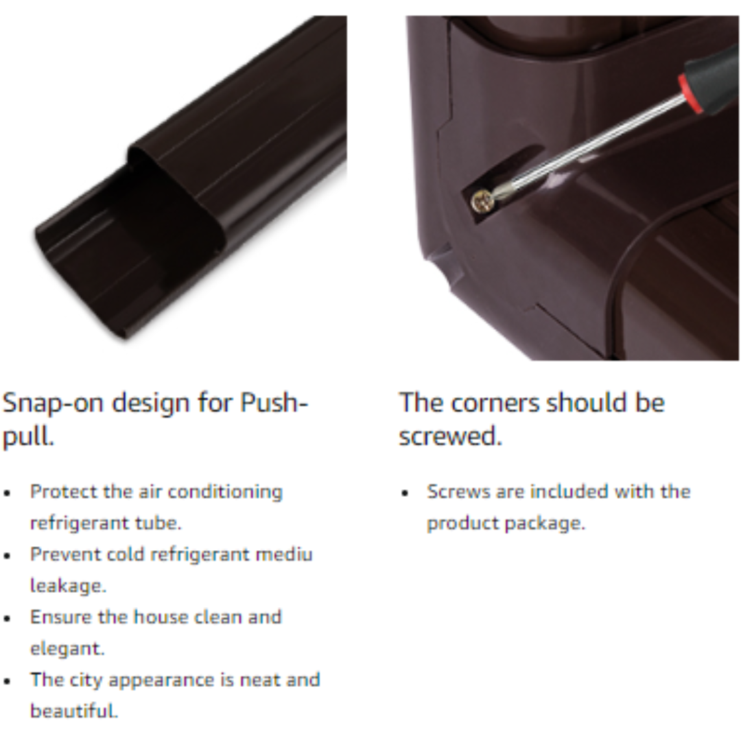 16.5FT Brown PVC Decorative Line Set Cover Kit for Ductless Mini Split