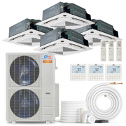 Cooper&Hunter Hyper Heat 4-Zone Ductless Mini Split AC & Heat Pump -- 55000 BTU (4.6 Ton) Without Shut-off Valves, 4-Way Ceiling Cassette Units (9K+9K+12K+12K) BTU, Inverter Technology, 230V, Heating & Cooling