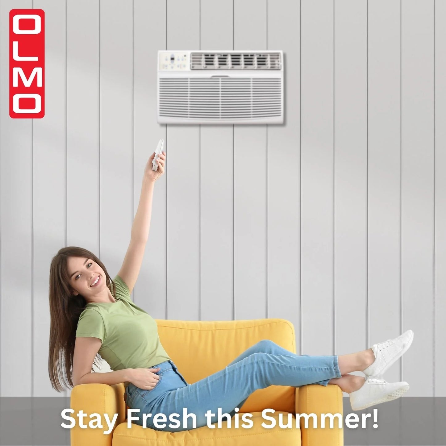 OLMO Through The Wall Air Conditioner (Cooling Only) 14K BTU 230v/60hz with Remote Control, Smart Connect and Optional Sleeve - South Mini Splits