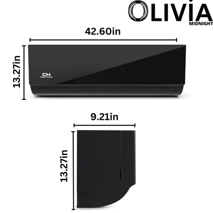 Cooper&Hunter Multi-Zone 24,000 BTU 230V Olivia Midnight Series Black Indoor Wall-Mount Air Conditioning Unit for Heat Pump, Mini Split Inverter System Up to 26.4 SEER2 with Wi-Fi, Optional Installation Kit - CH-B24MOLVWM-230VI - South Mini Splits