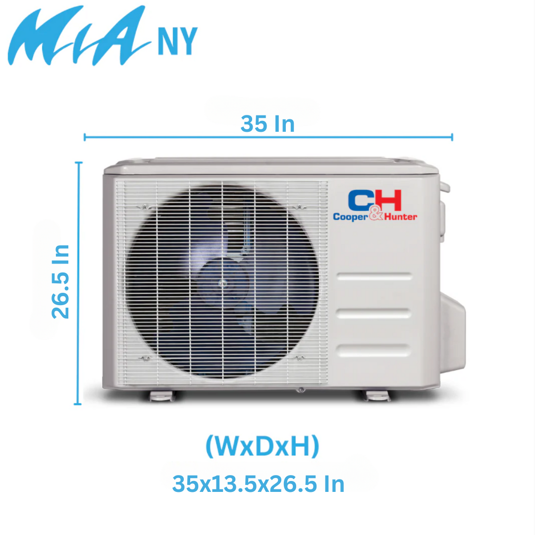 Cooper & Hunter MIA Series, 2 Ton Air Conditioner and Heat Pump, R410A, 24,000 BTU Wall Mount Ductless Mini Split, 18 SEER Inverter System, 230V/60HZ, Single Head, Includes Wi-Fi and Optional Installation Kit SKU CH-NY24MIA-230VI + CH-NY24MIA-230VO