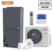 Cooper&Hunter R454B 24,000 BTU High Efficiency Hyper 2 TON 18.7 SEER Ducted Mini Split & Heat Pump Inverter System w/ Multi Position Air Handler Unit Wi-Fi Included - Choose your Installation Kit and Auxiliary Heat Strip Size -CH-RS24MAHU+CH-RHP24-230VO