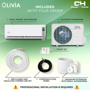 Cooper&Hunter | Cooper&Hunter Single-Zone R410A, 6,000 BTU 115V Olivia Series Wall-Mount Air Conditioning Unit for Heat Pump, Mini Split Inverter System, 0.5 Ton 23 SEER2 with Wi-Fi, Optional Installation Kit - CH-06OLVWM-115VI + CH-ES06-115VO | CLICK HERE TO CONTACT US FOR CUSTOM QUOTES AND QUESTIONS 
CLICK TO CALL US 737-738-6329 FOR ANY QUES