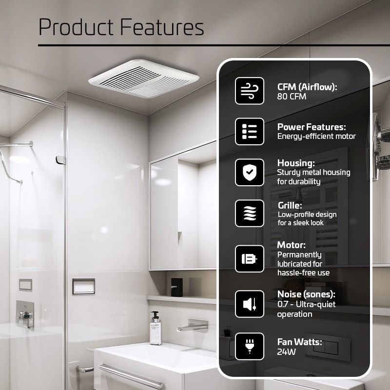 ACIQ 80 CFM 0.4 Sones ACiQ Select Bathroom Exhaust Fan