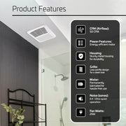 ACIQ 50 CFM 0.9 Sones ACiQ SlimLine Bathroom Exhaust Fan