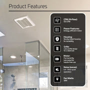 ACIQ 50 CFM 0.4 Sones ACiQ UltraCompact Bathroom Exhaust Fan