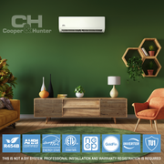 HVACSupplies.com | Cooper&Hunter Hyper Heat Olivia Series 4-Zone Ductless Mini Split AC & Heat Pump -- 55000 BTU (4.6 Ton) Without Shut-off Valves, Wall Mount Units (6K+9K+12K+18K) BTU, Inverter Technology, 230V, Heating & Cooling 