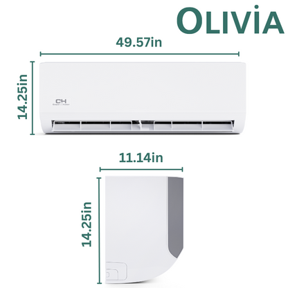 Cooper & Hunter, Olivia Series, R410A, 30,000 BTU/h, 208-230V/60HZ, 2.5 Ton, 21 SEER, Ductless Mini Split Wall Mount AC/Heater With WIFI and Optional Installation Kit