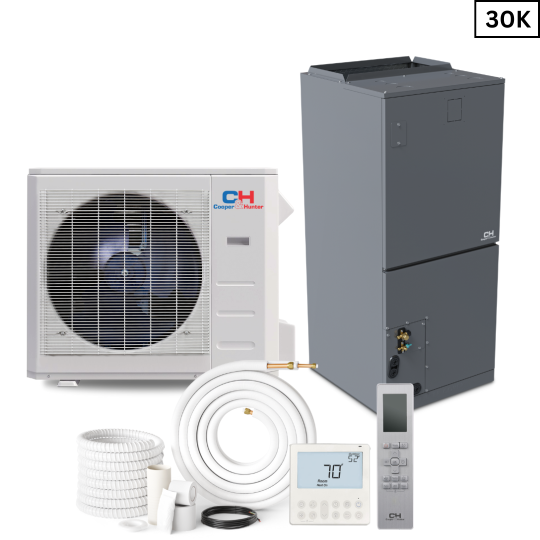 Cooper&Hunter R454B, 30,000 BTU 3 TON 17 SEER Ducted Mini Split and Heat Pump Inverter System with Multi Position Air Handler Unit with Wi-Fi Included - Choose your Installation Kit and Heat Strip Size -CH-RS30MAHU + CH-REL30-230VO - South Mini Splits