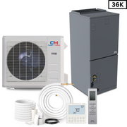 Cooper&Hunter R410A, 36,000 BTU 3 TON 17 SEER Ducted Mini Split and Heat Pump Inverter System with Multi Position Air Handler Unit with Wi-Fi Included - Choose your Installation Kit and Auxiliary Heat Strip Size - CH-36AHU-W + CH-N36LCU-230VO - South Mini Splits