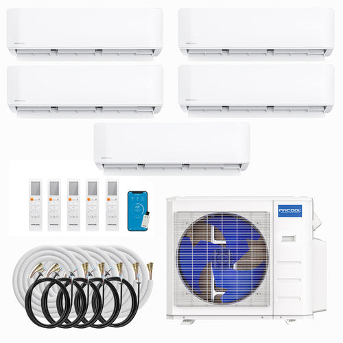 MRCOOL DIY 5th Gen Multi-Zone 5-Zone Mini Split AC & Heat Pump -- 36000 (3.0 Ton), Wall Mount Units (6K+9K+9K+9K+12K BTU), Inverter Technology, 230V, Heating & Cooling - R454B - South Mini Splits